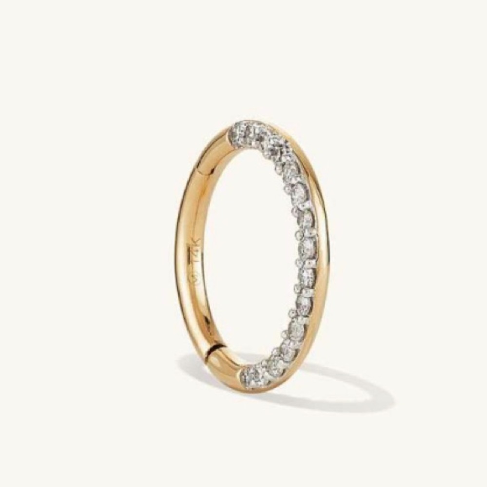 Cartilage Pavé Diamond Mini Hoop 14k gold, Mejuri, never worn